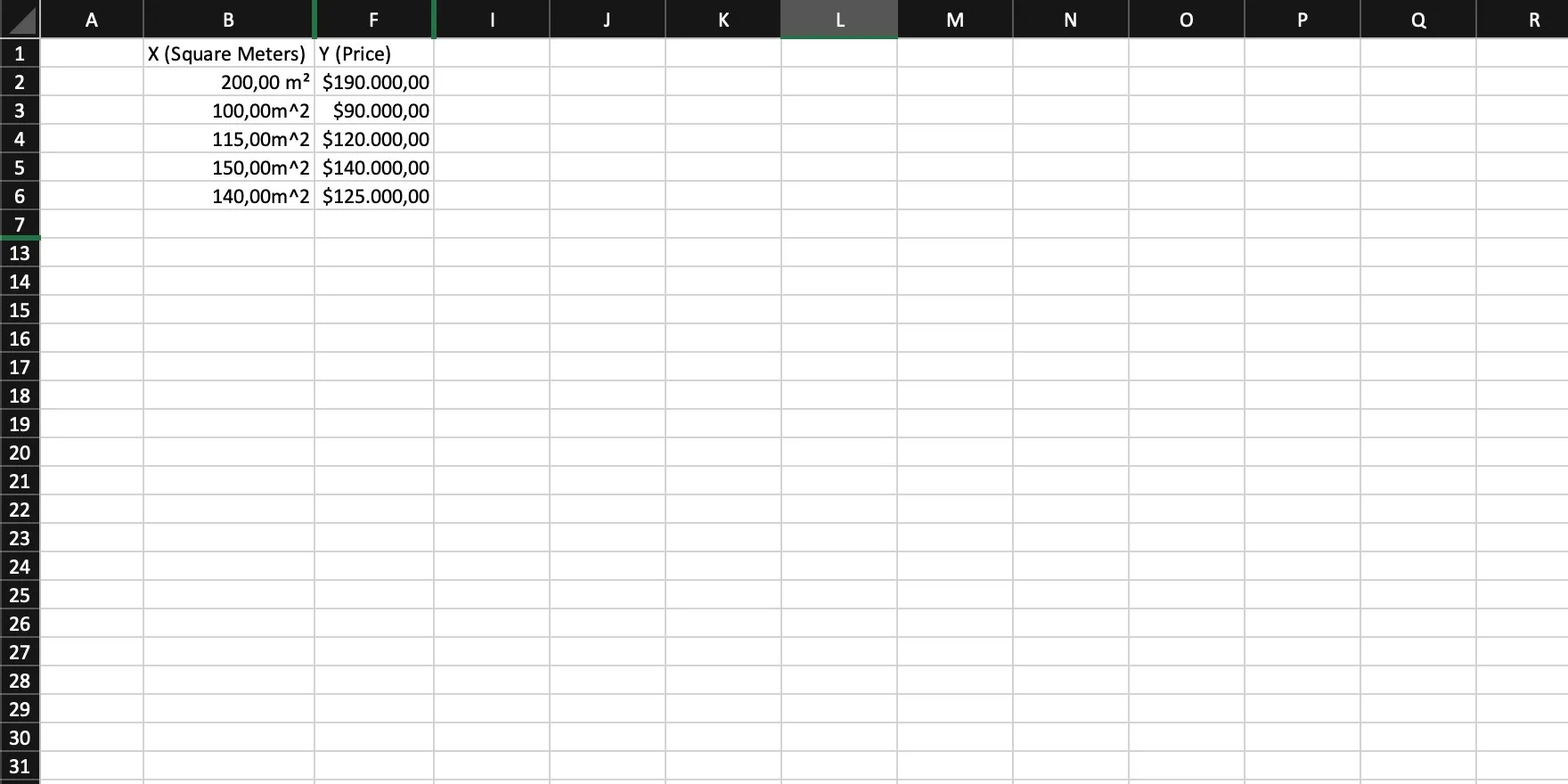 An Excel document